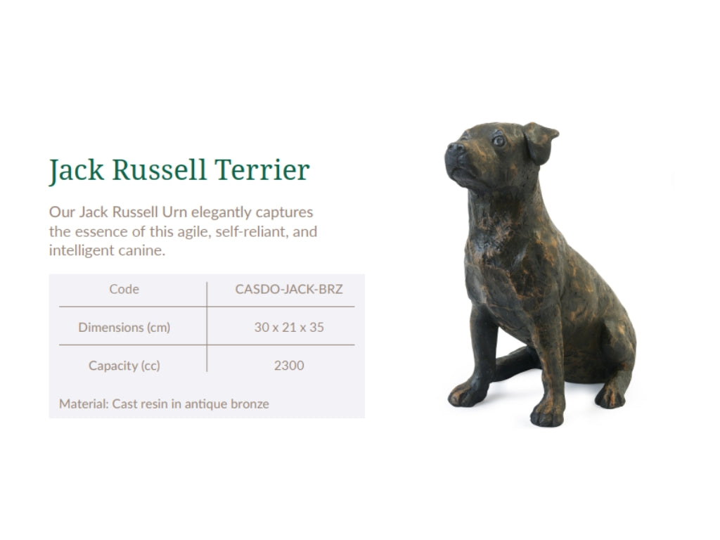 Cast Resin Dog Figurine Memorial Urn - Jack Russell