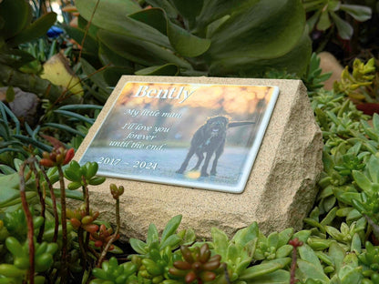 Sandstone Garden Marker Pet Memorial - Photo Ceramic