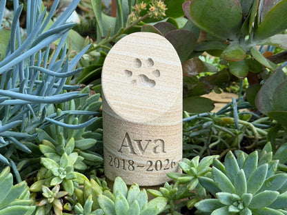 Sandstone Paw Print Pillar Pet Memorial