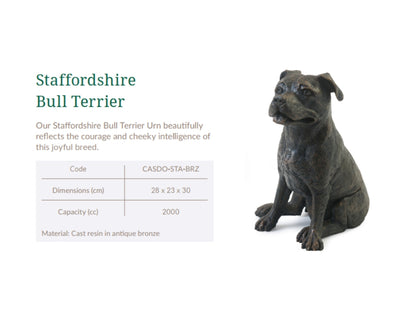 Cast Resin Dog Figurine Memorial Urn - Staffordshire Terrier