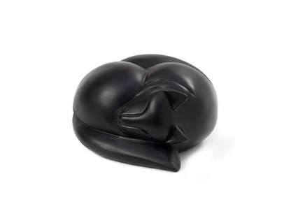 Cast Resin Cat Figurine Urn - Sleeping Cat Black Resin