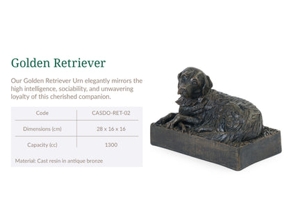 Cast Resin Dog Figurine Memorial Urn - Golden Retriever