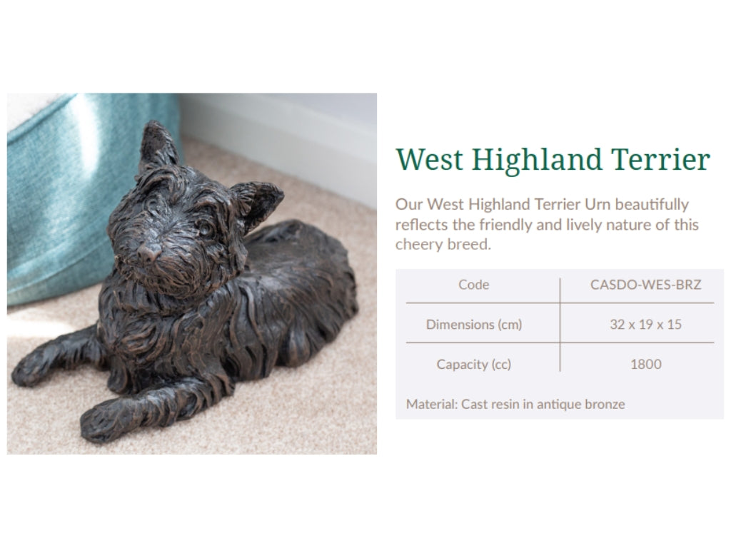 Cast Resin Dog Figurine Memorial Urn - West Highland Terrier