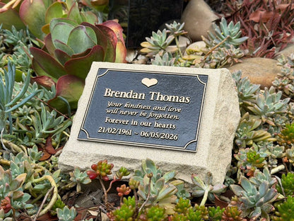 Personalised Sandstone Memorial for Loved Ones with Bronze Plaque