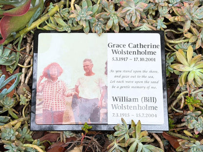 Photo Enamel Plaque on Granite Memorial