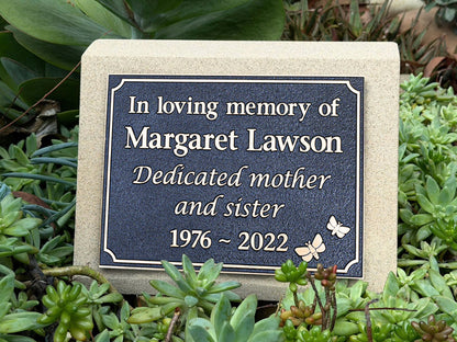 Sandstone Desk/Pillar Headstone - Bronze Plaque