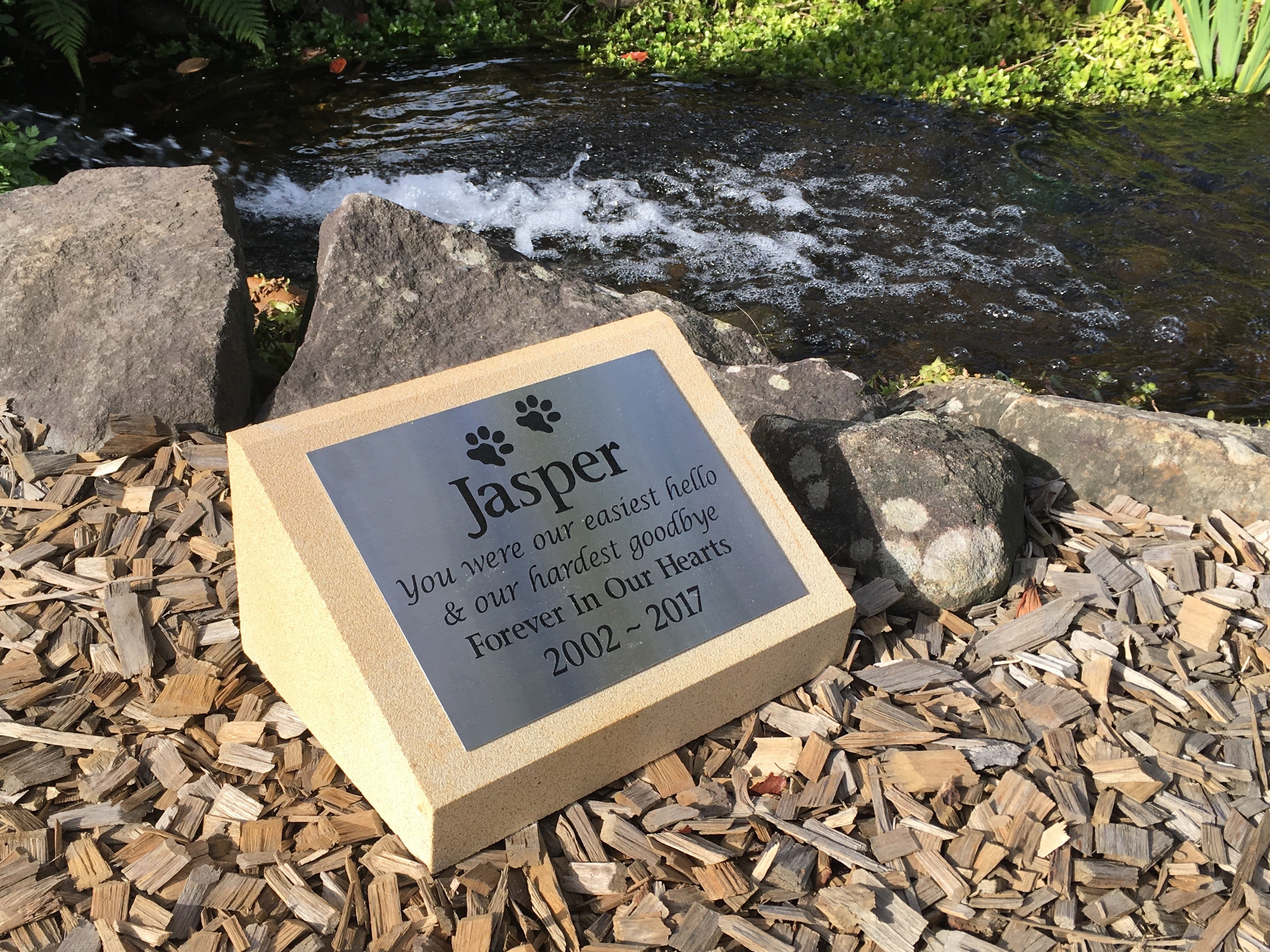 Sandstone Desk/Pillar Pet Headstone - Stainless Steel