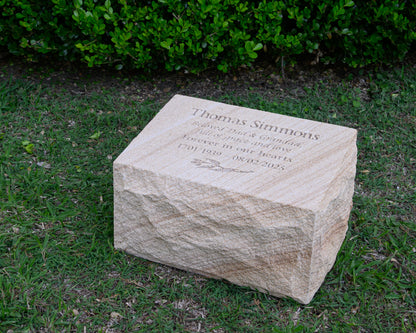 Large Rockface Sandstone Outdoor Urn - Fits Ashes Container