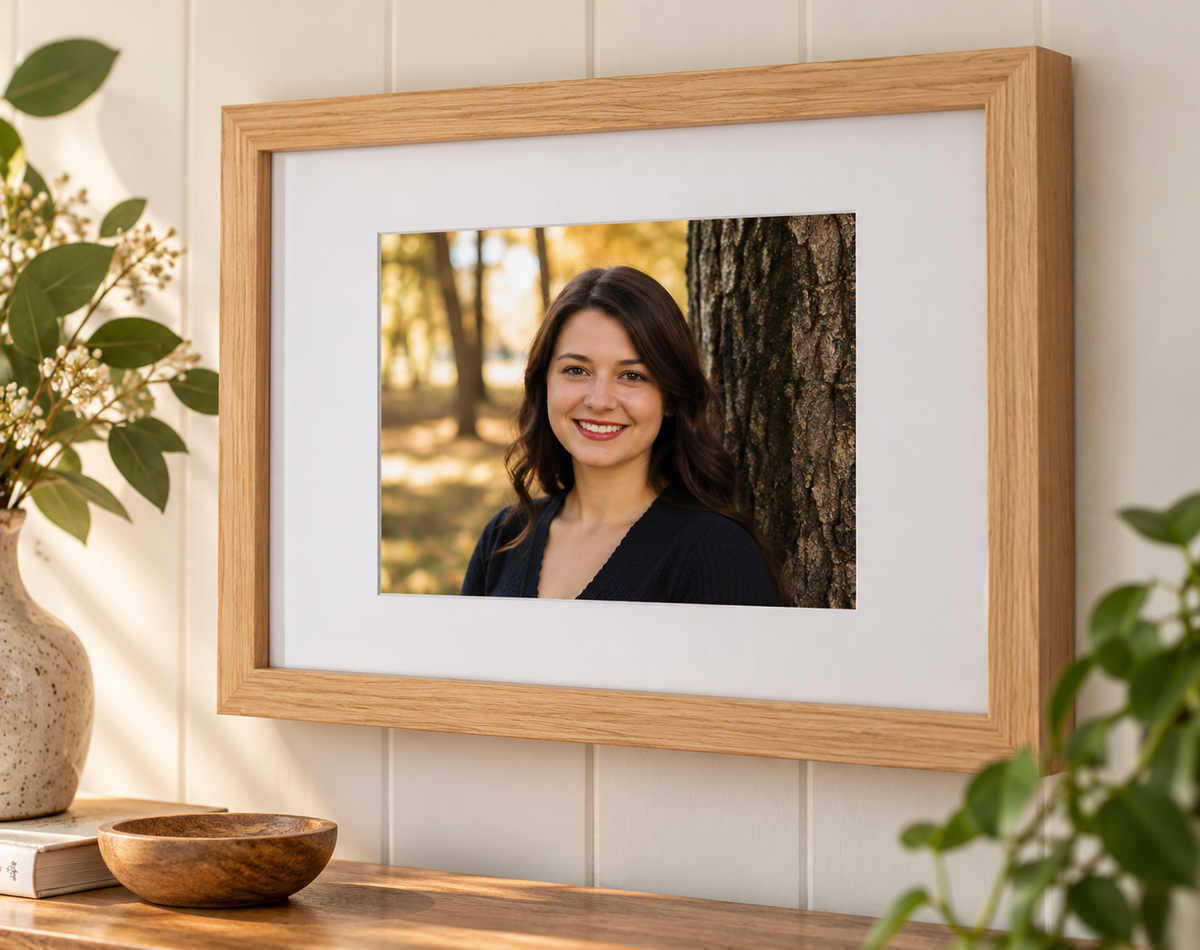 Oak Memorial Frame for Human Ashes with Interchangeable Mat Boards