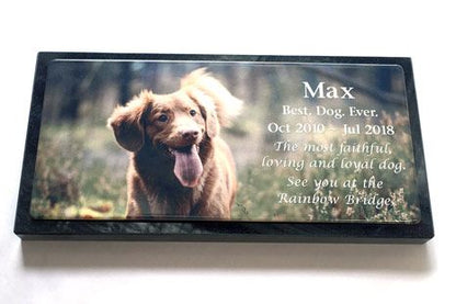 Photo Enamel Plaque on Granite Pet Memorial