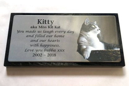 Photo Enamel Plaque on Granite Pet Memorial