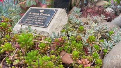 Personalised Sandstone Pet Memorial with Bronze Plaque