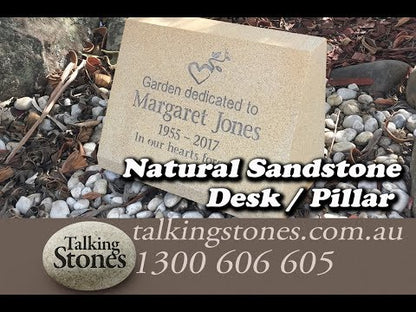 Sandstone Desk/Pillar Headstone For People - Stainless Steel